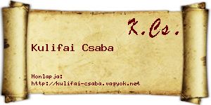Kulifai Csaba névjegykártya