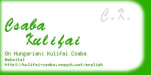 csaba kulifai business card